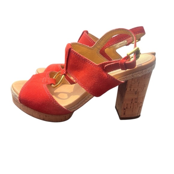 Coach Valeann Womens Tulip Platform Suede Sandal - Burnt Orange size 9 - Picture 2 of 10